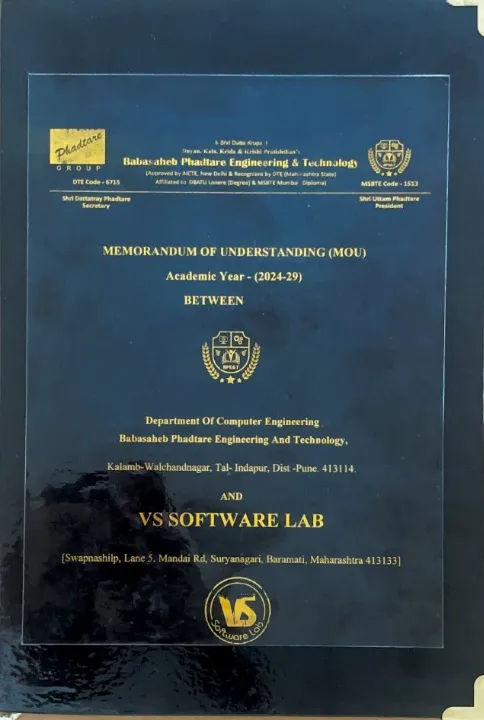 Signing of an MOU with the Department of Computer Engineering, Babasaheb Phadtare Polytechnic, Kalamb-Walchandnagar! 🎉 - VS Software Lab Gallery